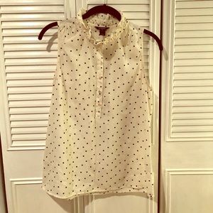 White & black polka dot blouse